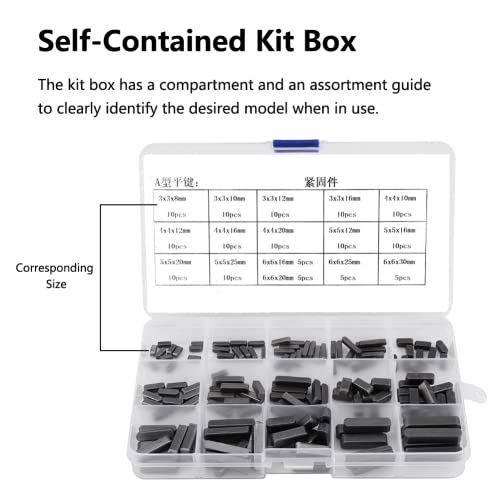 Watris Veiyi Parallel Square Stock Key, 140PCS Shaft Feather Key