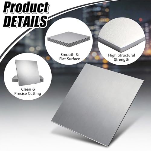 Aluminum Sheet Metal 6 PCS 10 x 10 Inch Thickness Metal Plate Covered with Protective Film, 1/16inch(2mm) Sheet Plate Flat Stock, Finely Polished and Deburred 10 x 10 x 1/16inch 4