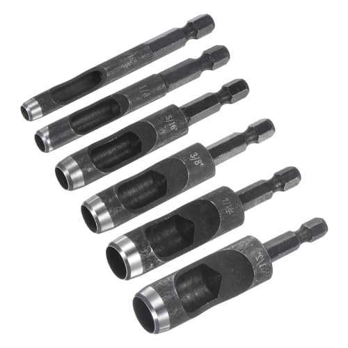 HARFINGTON Leather Hollow Punch Set 1/4 Hex Shank for Drills, 3/16" 1/4" 5/16" 3/8" 7/16" 1/2" Dia Rotary Hole Punches for Leathercraft