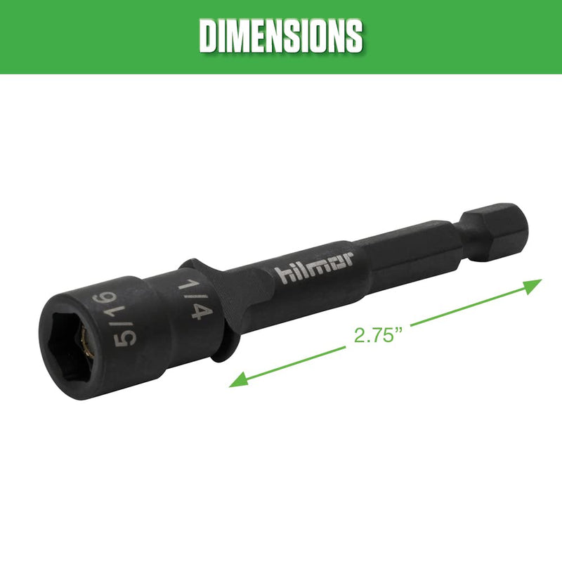 Hilmor 1937881 2.75” Reversible Magnetic Nut Driver Set with Nut Sizes 1/16 to 5/16-Inch, 6150 Alloy Steel Switchbit, 3-Pack 2.75"
