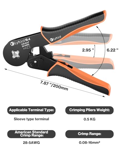 Lytool Wire Ferrule Crimping Tool AWG 28-5 Square Ratchet Crimper Square Wire Crimping Pliers