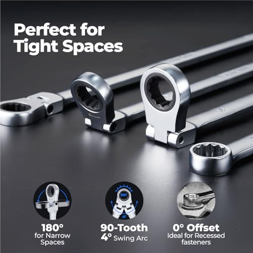 toolant 21mm Extra Long Ratcheting Wrench Flex Head Metric Flex Head Ratchet 21 mm 1
