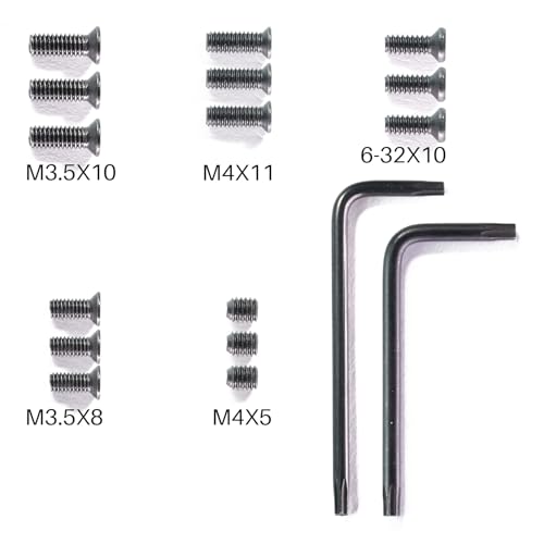 TABBIOFT Red Dot Screw Kit, 15pcs Optics and Mount Screws, M3.5x8, M3.5x10, M4x5, M4x11, #6-32 Screw Types