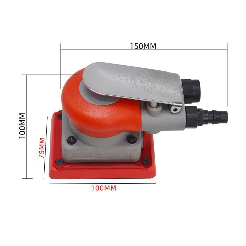 BTER Air Orbital Sander, 10000rpm 75x100mm Square Pneumatic Palm Sander, Sanding/Grinding/Polishing Professional Alloy Steel Pneumatic Sander for Wood, Composites, Metal, Car Beauty