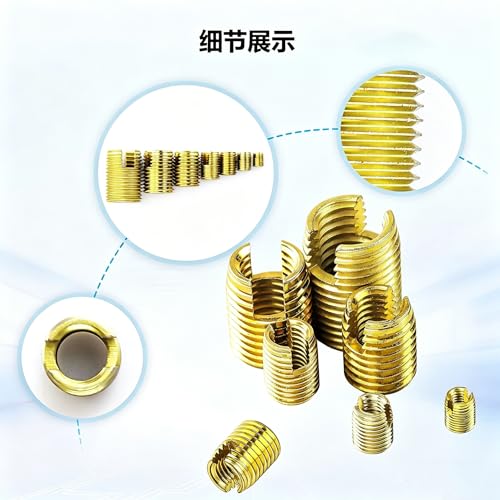 50PCS Self-Tapping Thread Inserts Assortment Kit, Brass, M3 to M12, with Storage Box