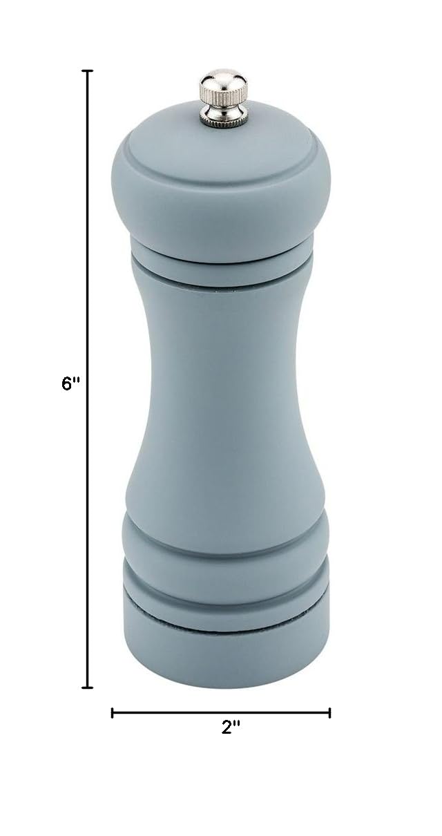Restaurantware 6-IN Classic French Pepper Mill: Perfect for Restaurants Cafes and Catered Events - Adjustable Coarseness Pepper Grinder - Matte Gray Environment-Friendly Rubberwood - 1-CT 6"