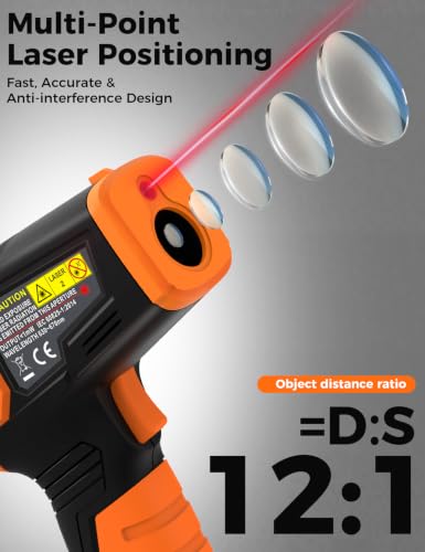 3 in 1 Digital Infrared Thermometer Gun with High/Low Alarm POROMETISTO IM02PRO
