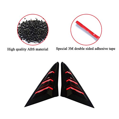 Rifoda for Civic Window Louvers Air Vent Scoop Shades Cover Blinds for Honda Civic 10th Gen Hatchback and Type R 2016 2017 2018 2019 2020 2021 ABS Material(Bright Black Red) Bright Black Red
