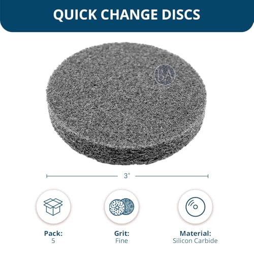 Benchmark Abrasives 3 Inch Sanding Discs Quick Change Silicon Carbide Surface Preparation Wheels, Polishing Wheel for Drill & Die Grinder Sanding Disc, Paint Stripper & Removal - (5 Pack)(Grey) Grey - Super Fine