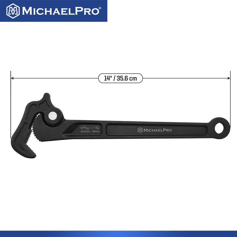 MichaelPro Self Adjusting Pipe Wrench, 14 Inch Multi-Function Spanner Adjustable Plumbing Wrench, Clamping Diameter Up to 1-7/8 Inch (48mm), Adjusting Wrench with Swivel Head 25/32" – 1-7/8"