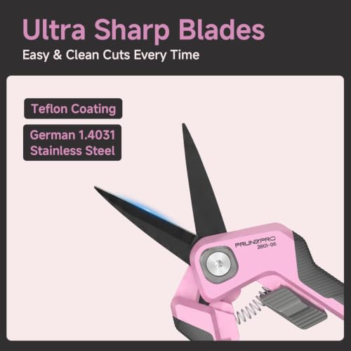 PrunePro® Garden Scissors Precise Cuts for Women Lightweight Sharp Snip Pink 1