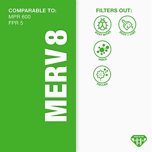 Aerostar 19 1/2x19 1/2x1 MERV 8 Pleated Air Filter, AC Furnace Air Filter, 4 Pack (Actual Size: 19 1/2" x 19 1/2" x 3/4") Standard MERV 8