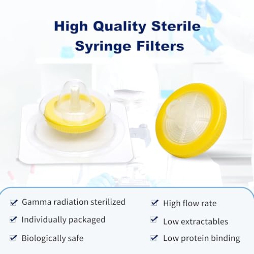 100PCS Sterile PES Syringe Filters,13mm,0.22um,Individually Packed 13MM-0.22UM 100