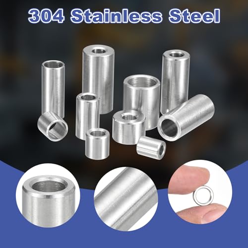 uxcell 16Pcs 304 Stainless Steel Spacer 5/8" OD x 1/2" ID x 1-1/16" Length(16x12x30mm) Screw Standoff Bushing Plain Finish Unthreaded Round Metal Spacer for M12 Screws Bolts and Rods 16x12x30mm