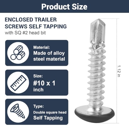 Black #10 x 1 in Enclosed Trailer Screws Self Tapping for RV - 150 Pcs Black 1 inch