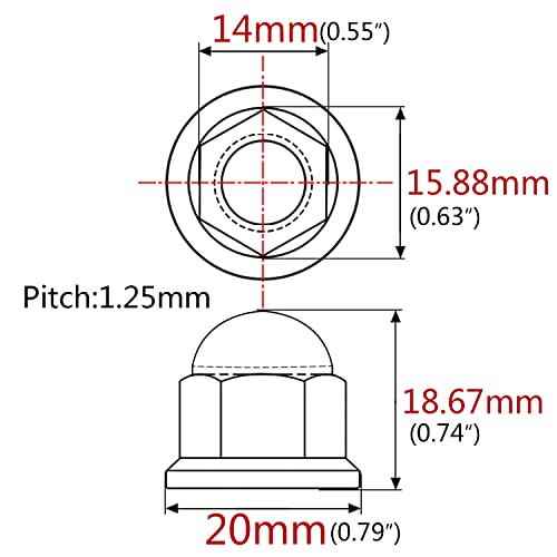 Titanium M6 M8 M10 Dome Head Acorn Nuts (M10, Black)