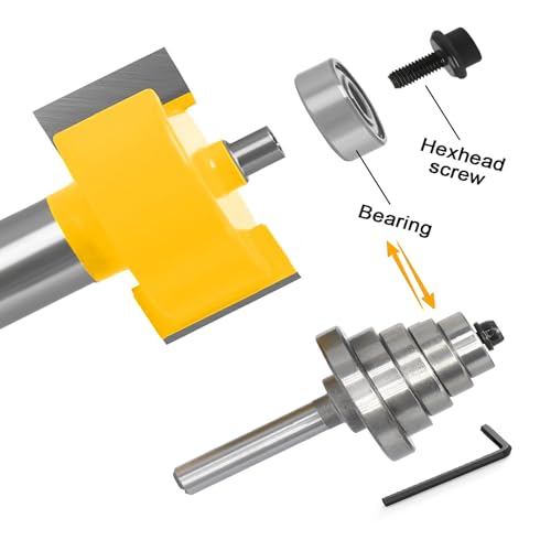 Rabbet Router Bits Set with 6 Interchangeable Bearings,1/2" Shank 1/2"x Height 1"
