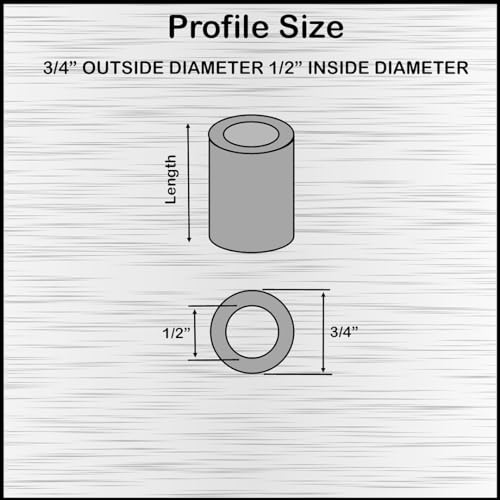 Aluminum Spacer Black 3/4" OD x 1/2" ID x Choose Your Length, Round Spacer Unthreaded Standoff Bushing Plain Finish, Fits Screws Bolts 1/2" or M12 by Metal Spacers Online (1/2" Length, 10 Pack) 1/2" Length