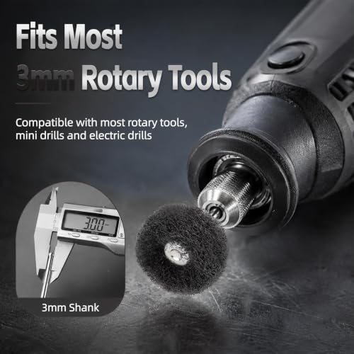 Grit 400 Black 100Pcs Upgrades Abrasive Buffing Wheels,Wheels Burr for Rotary Tools-1/8(3mm) Shank,Rust Removal