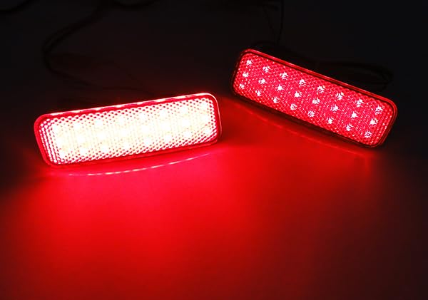 2x Black Smoked Lens Rear Bumper Reflector LED Tail Stop Brake Light L+R For 2014+ Ford Transit 150/250/350/350 HD Transit Connect (Black Smoked)