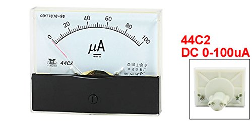 uxcell Analog Current Panel Meter DC 0-100uA 44C2 Ammeter 100x48x80mm for Automotive Circuit Testing Charging Battery Ampere Tester Gauge Pack of 1