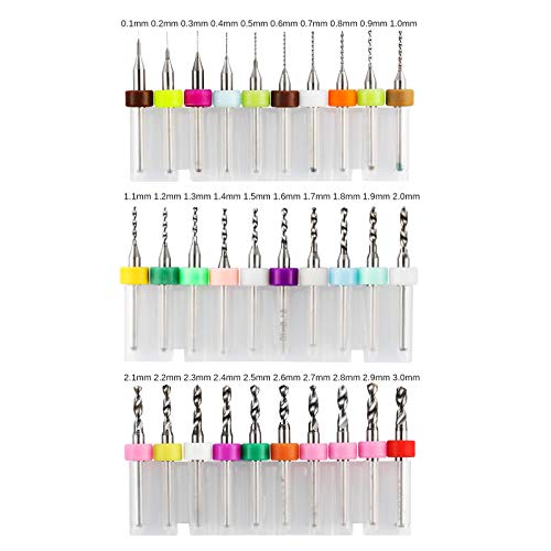 Genmitsu 30pcs PCB Drill Bits Set, 0.1mm-3.0mm, 1/8" Shank Spiral Flute CNC Router Bits for Print Circuit Board Jewelry CNC Engraving, PD30A (Pack of 2) 0.1mm - 3.0mm (Pack of 2)