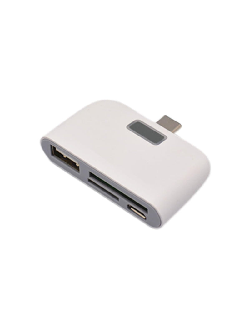 USB-C Card Reader, Portable 4-in-1 Memory Card Adapter for Phones & Laptops White