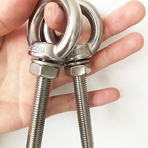 Stainless Steel Eye Bolt, 4pack M10 Shoulder Eye Bolts 3/8" X 2.75"with Nuts and Washer Thread Lifting Ring Eyebolt 4pcs