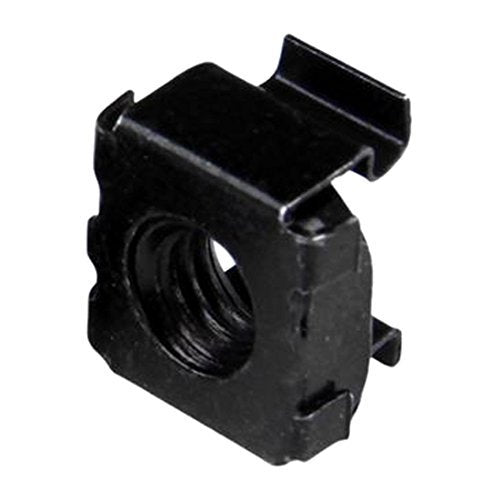 StarTech 100-Pack M6 Square Hole Cage Nuts & Tool, 19in/10in, Black, TAA Cage Nut only