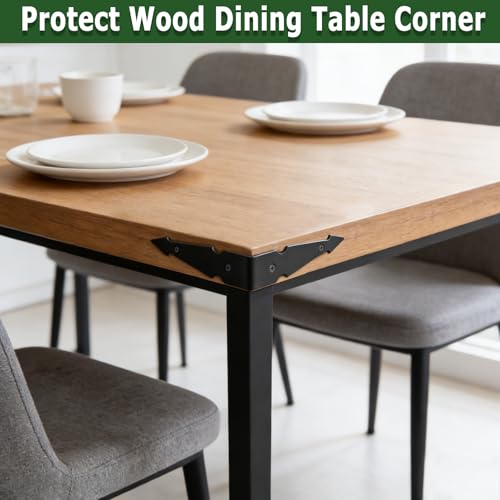 Farmhouse Metal Corner Brackets Decorative Wood Table 6.1" Matte Black Corner Protectors for Retro Industrial Wood Dresser Nightstand TV Stand Bed Frame(Height:1.3") 4Pcs Height:1.3" Length:6.1"