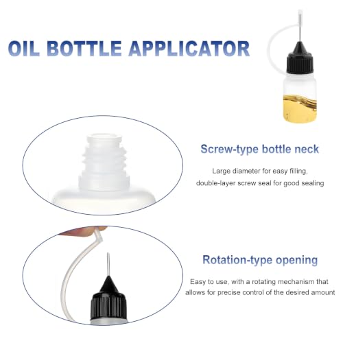 3 PCS Needle Tip Glue Bottle, 10ML Precision Oil Applicators Empty Squeeze Bottles with Funnel, Automotive Stainless Needle Tip Leak-Proof Containers for Glue Liquid