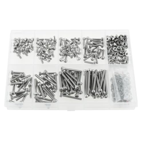 RLECS 460PCS 304 Stainless Steel M2.5 Hex Socket Cap Screw Set for Furniture Repair Precision Instruments Electronic Goods Lighting Fittings and Lock