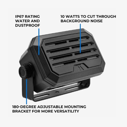 Midland - SPKMINI Mini External Speaker - Waterproof, 10 Watts, 3.5mm Plug - Compatible with All Mobile CB, GMRS, HAM and Amateur Radios