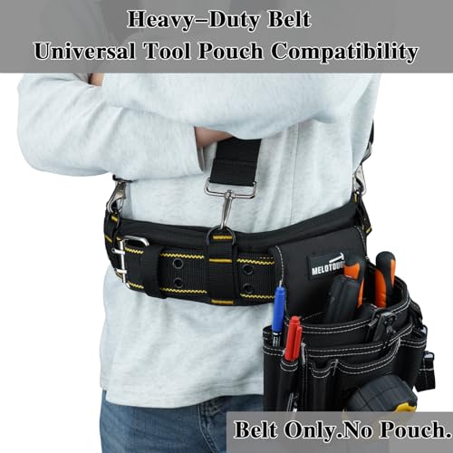 MELOTOUGH Padded Tool Belt with D ring for men Adjustable for 44"-53" Waists Heavy-duty Work Belt Metal Buckle xl/xxl
