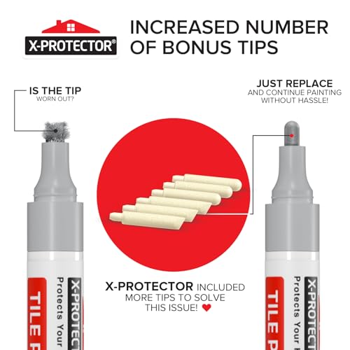 X-Protector Water Based Grout Marker - 2 PCS with 8 Tips, Light Gray Light Gray, 2 pcs (5C)