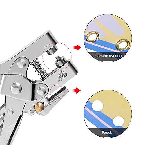 Belt Hole Puncher, Multifunctional Hole Punching Pliers Hole Punch Leather Hole Punch Tool Revolving Punch Plier Kit for Belts, Watch Bands, Straps, Dog Collars, Saddles