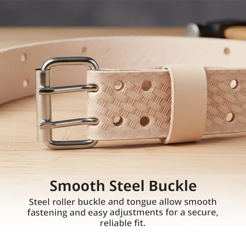 WOLF XP WTH2160I Heavy-Duty Genuine Leather Work Belt | 2-inch Wide Tool Waist Belt | Cinturón de Cuero de Trabajo Para Hombres | Tool Belts for Men | Contractors Handyman Construction Medium