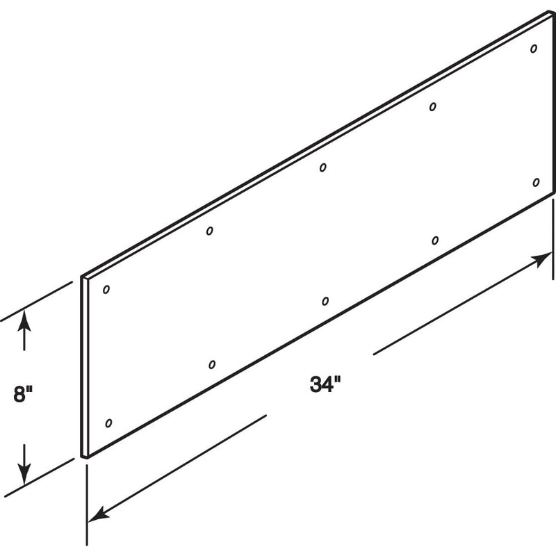 Prime-Line MP4616J Door Kick plate, 8 In. x 34 In., Satin Aluminum (Single Pack) 8 in. x 34 in.