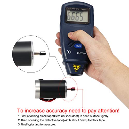 uxcell RPM Tachometer Photo 2.5 to 99999 Photoelectric DT-2234A