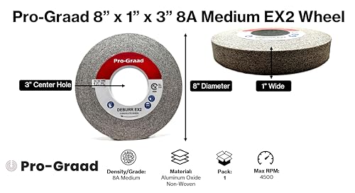 EX2 Deburring Wheel 8" x 1" x 3", 8A Medium, 17219 8" x 1" x 3" 8A Medium