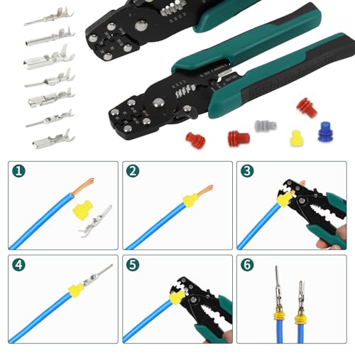812Pcs Pin Connector Kit with Crimping Pliers - Terminal Pin 1/1.5/1.8/2/2.2/2.3/2.8/3.5mm Non-Insulated Plug Removal Male & Female Wire Pins - Automotive Car Electrical 1.5mm, 1.8mm, 2mm, 2.2mm, 2.3mm, 2.8mm, 3.5mm