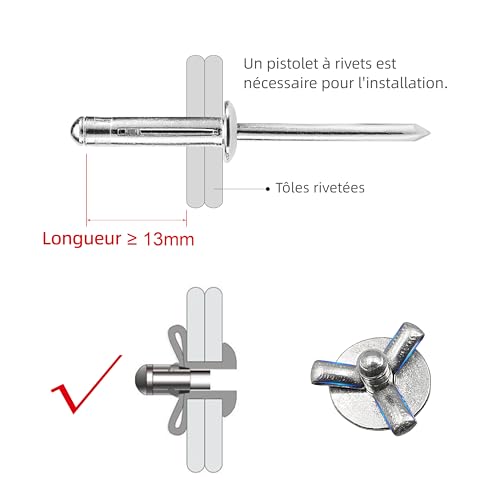 50Pcs Trifold Aluminum Exploding Blind Rivets, 3/16"x45/64" Large Head 5/8" 3/16"x45/64" Large Head 5/8" All Black