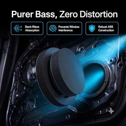 4Pcs 6.5 Speaker Foam Rings and 4Pcs 6.5 Inch Speaker Spacer Kit - High Rebound Polyurethane Bass Blocker Kit for Auto Audio Upgrade: Fits 6-6.5