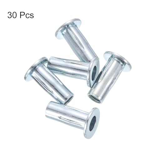 uxcell M10 Multi-Grip Rivet Nuts, 30pcs Pre-Bulbed Shank Flat Head Threaded Insert Nut Carbon Steel Plus Nuts for Construction Industrial 30