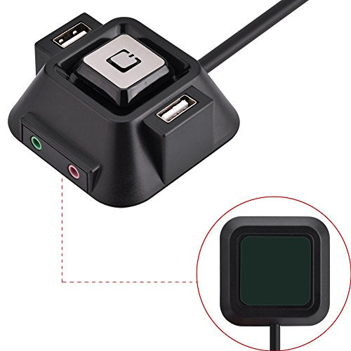Zerone Desktop PC Switch Button Electricity Supply On/Off Reset HDD Push Button Reset Switch + USB Ports + Audio Ports for Desktop Computer Case