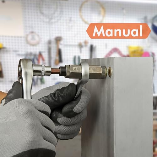 Multi-Grip Rivet Nut Installation Tool Set Pre-Bulbed Shank Flat Head Threaded Insert Nut Plus Nuts Assortment Kit Cross Rivnut for Construction Industrial (1/4-20(Plus Nut Tool-6pcs))