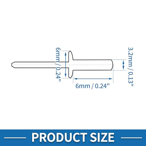 Countersunk Head Closed Sealing Rivets 3.2mm Grip Diameter 6mm Grip Length 6mm Flange Diameter Stainless Steel Silver Tone 50 Pcs