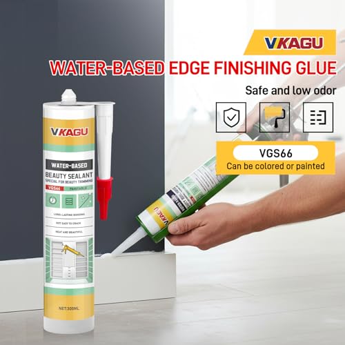 VGS66 White Paintable Acrylic Caulk, 100% Waterproof Flexible Beauty Sealant, Shrink & Crack Proof, Trim & Baseboard Edge Finishing, Multipurpose Indoor Household Sealant, 10.2 FL OZ 1 Pack VGS66-White
