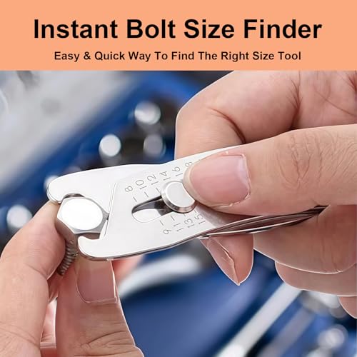 2-Pack Bolt Head & Nut Size Catcher Set, SAE 5/16in-1in & Metric 8mm-25mm Gauge, Portable Keychain Fastener Measurement Tool for Automotive Repair, Engineers, DIY 2Pcs 8-25mm