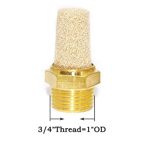 Joywayus Air Pneumatic Muffler Long Exhaust Muffler 3/4" NPT Male Brass Flow Control Silencer Air Fitting 3/4"NPT(1pcs)